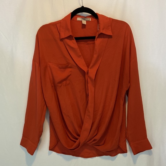 Forever21 Woman Orange Blouse Top Long Sleeve Size XS - Picture 2 of 3